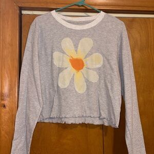 Natural Life Gray Ribbed Long Sleeve Top